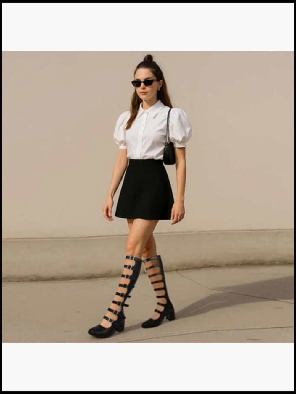 Gothic Lolita Knee High Chunky Block Heel Mary Jane Combat Boots Square Toe - Picture 3 of 7